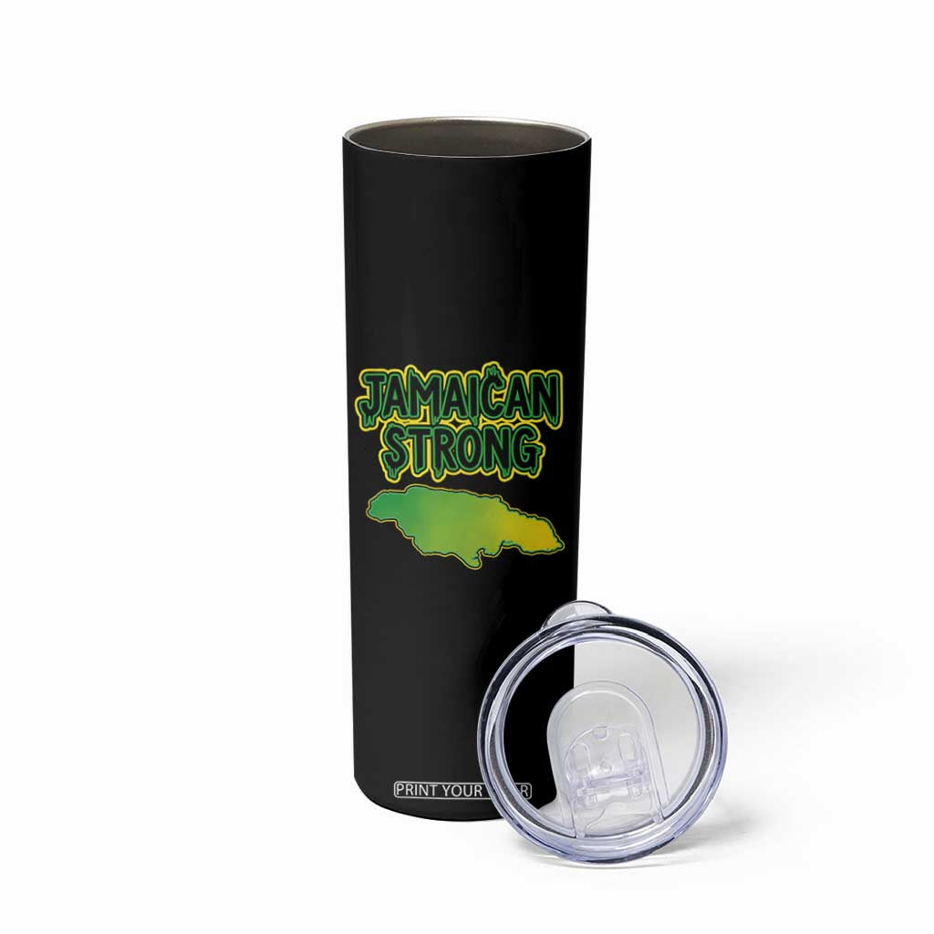 Jamaican Strong Resilience Graphic Skinny Tumbler Caribbean Island Map Silhouette TS02 Print Your Wear