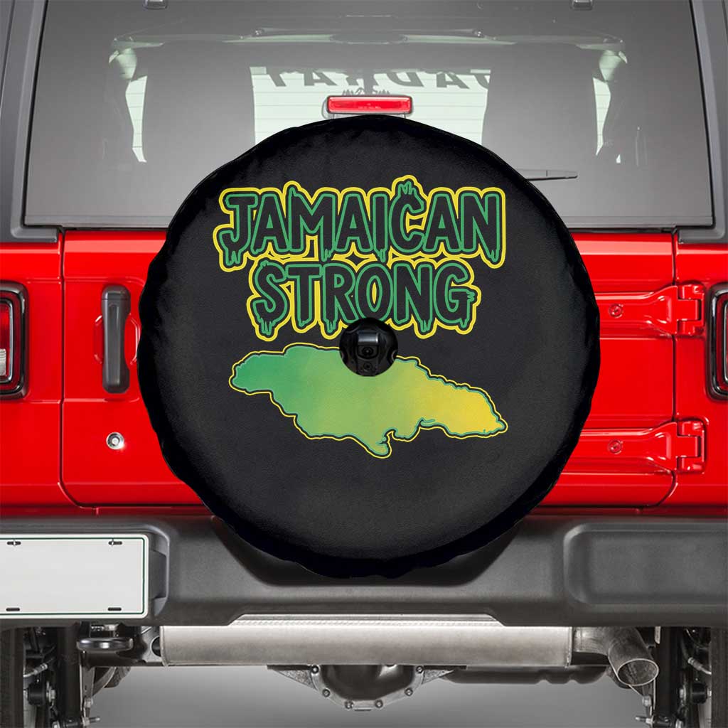 Jamaican Strong Resilience Graphic Spare Tire Cover Caribbean Island Map Silhouette TS02 Black Print Your Wear