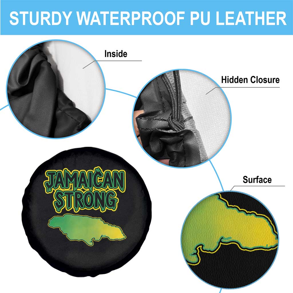 Jamaican Strong Resilience Graphic Spare Tire Cover Caribbean Island Map Silhouette TS02 Print Your Wear