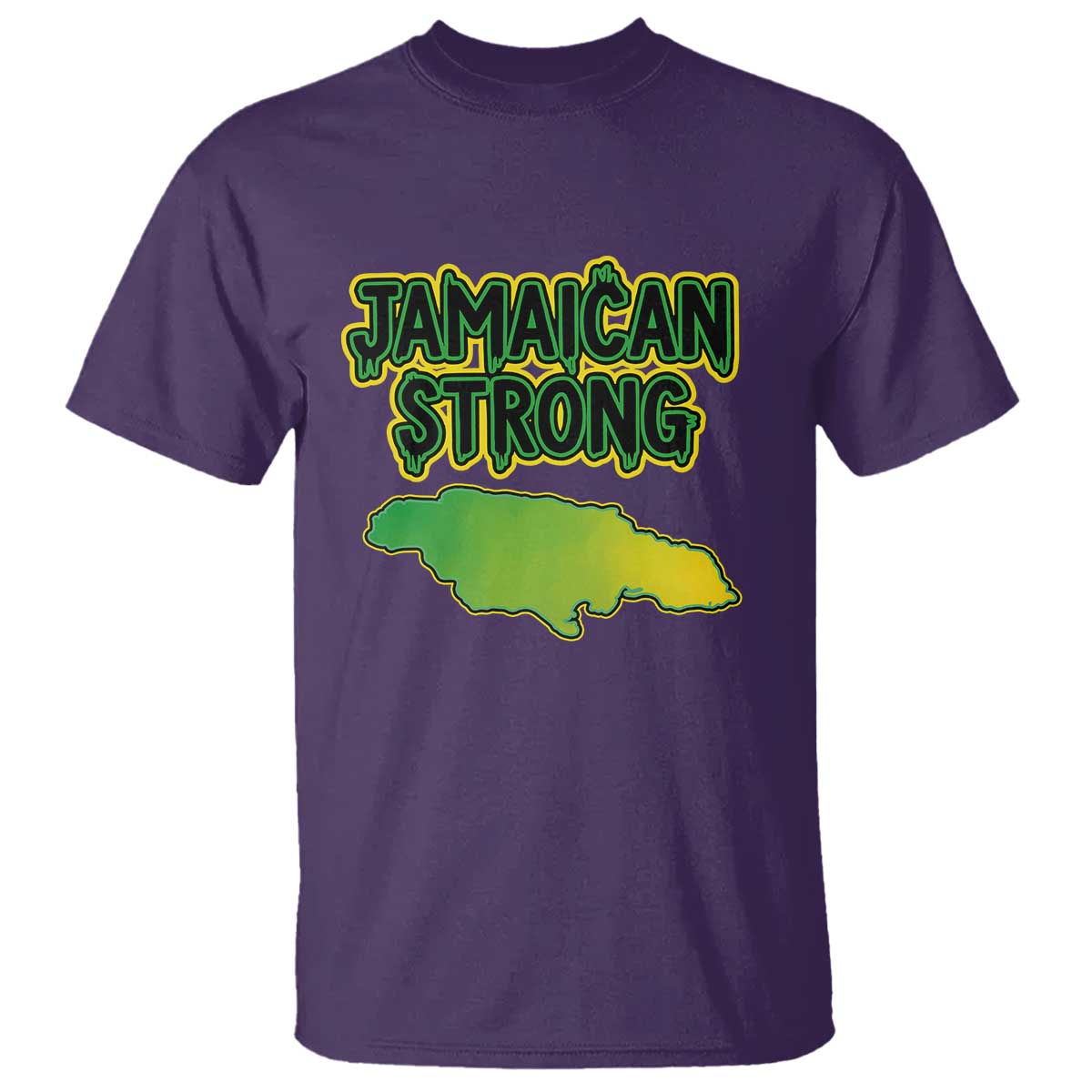 Jamaican Strong Resilience Graphic T Shirt Caribbean Island Map Silhouette TS02 Purple Print Your Wear