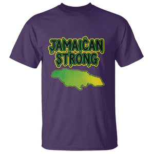 Jamaican Strong Resilience Graphic T Shirt Caribbean Island Map Silhouette TS02 Purple Print Your Wear