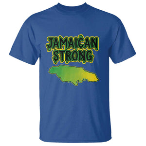 Jamaican Strong Resilience Graphic T Shirt Caribbean Island Map Silhouette TS02 Royal Blue Print Your Wear