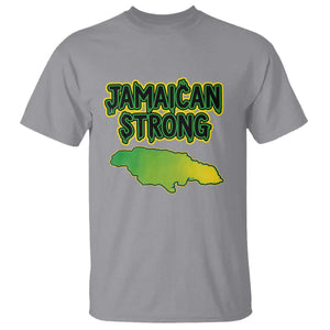 Jamaican Strong Resilience Graphic T Shirt Caribbean Island Map Silhouette TS02 Sport Gray Print Your Wear