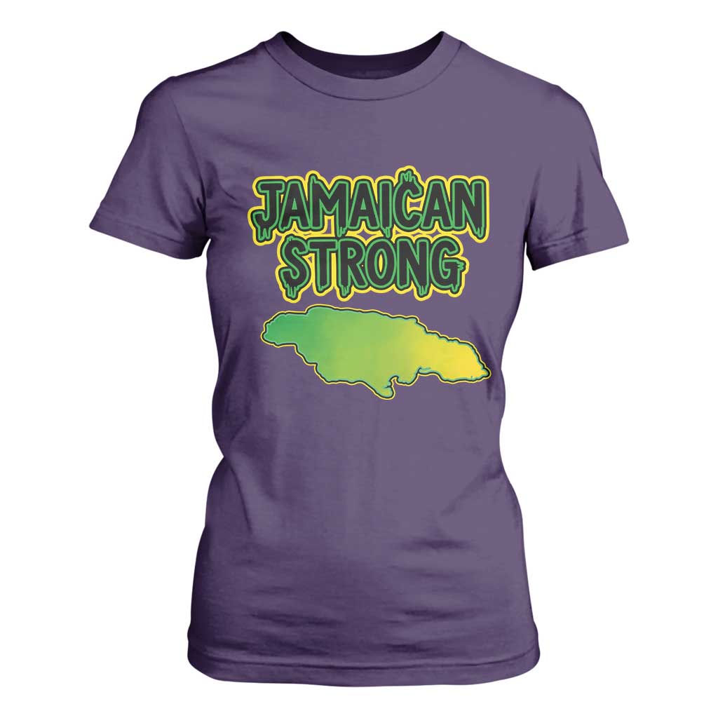 Jamaican Strong Resilience Graphic T Shirt For Women Caribbean Island Map Silhouette TS02 Purple Print Your Wear