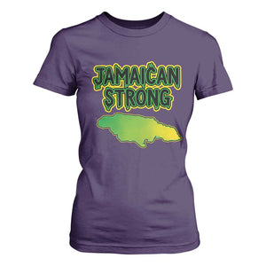 Jamaican Strong Resilience Graphic T Shirt For Women Caribbean Island Map Silhouette TS02 Purple Print Your Wear