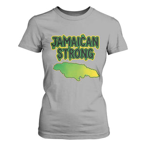 Jamaican Strong Resilience Graphic T Shirt For Women Caribbean Island Map Silhouette TS02 Sport Gray Print Your Wear