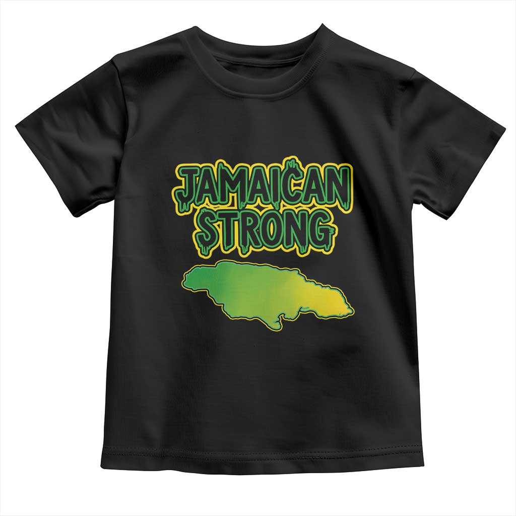 Jamaican Strong Resilience Graphic Toddler T Shirt Caribbean Island Map Silhouette TS02 Black Print Your Wear