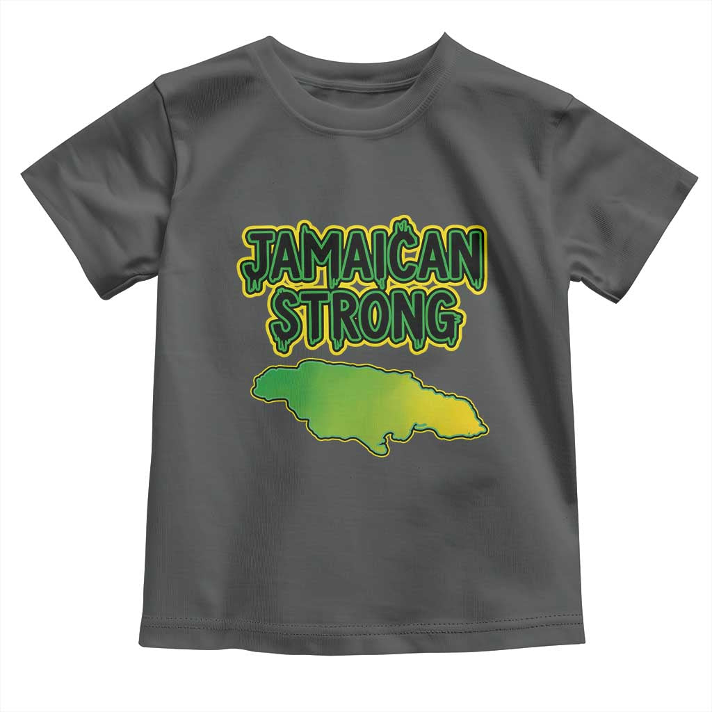 Jamaican Strong Resilience Graphic Toddler T Shirt Caribbean Island Map Silhouette TS02 Dark Heather Print Your Wear