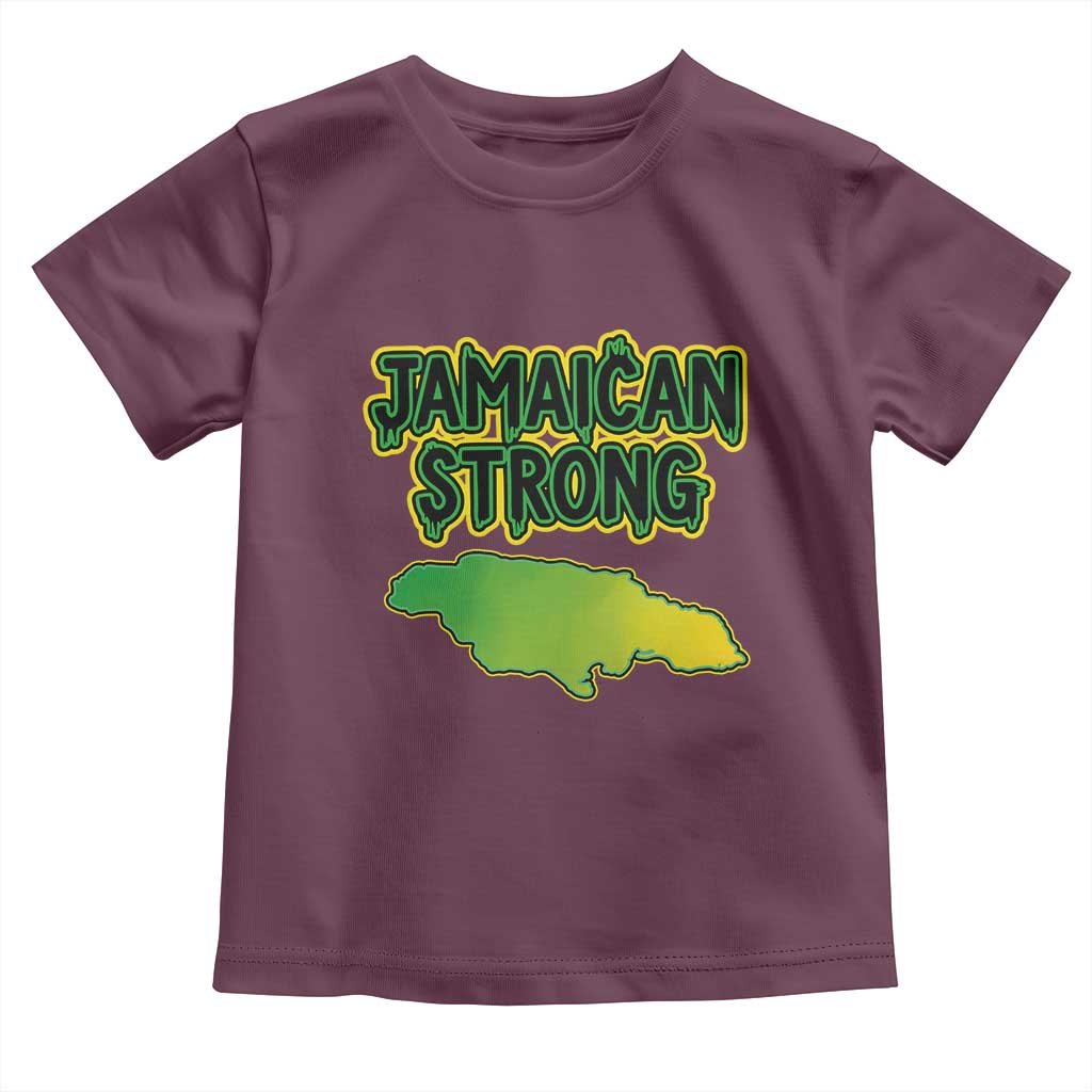 Jamaican Strong Resilience Graphic Toddler T Shirt Caribbean Island Map Silhouette TS02 Maroon Print Your Wear