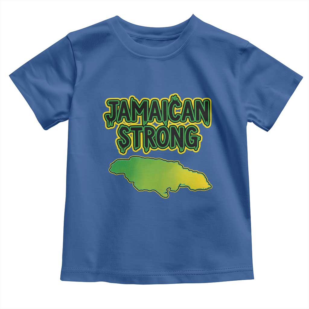 Jamaican Strong Resilience Graphic Toddler T Shirt Caribbean Island Map Silhouette TS02 Royal Blue Print Your Wear