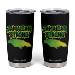 Jamaican Strong Resilience Graphic Tumbler Cup Caribbean Island Map Silhouette TS02 Black Print Your Wear