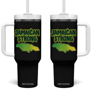 Jamaican Strong Resilience Graphic Tumbler With Handle Caribbean Island Map Silhouette TS02 One Size: 40 oz Black Print Your Wear