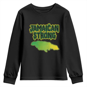 Jamaican Strong Resilience Graphic Youth Sweatshirt Caribbean Island Map Silhouette TS02 Black Print Your Wear