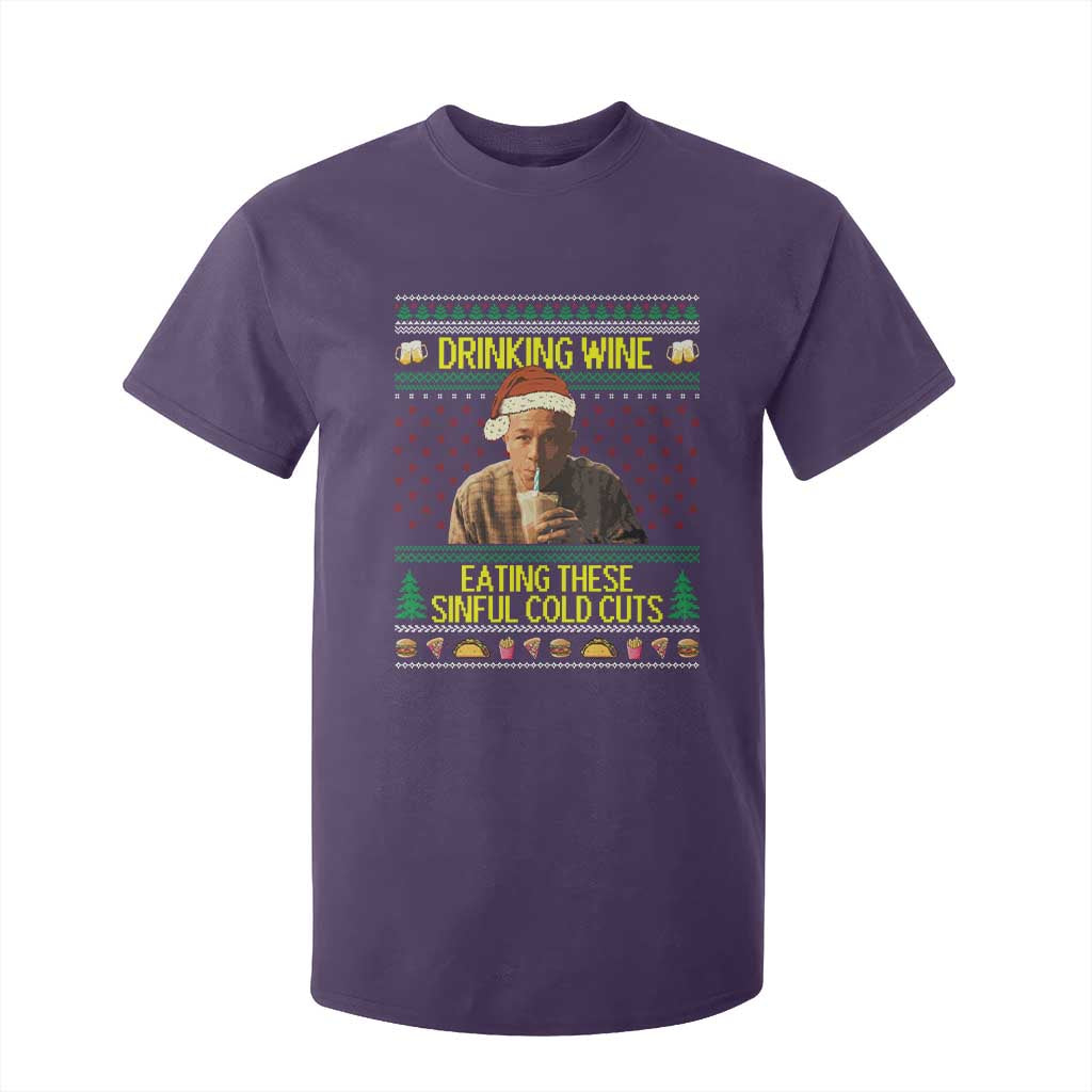 Funny Ed Gein Christmas Meme T Shirt For Kid Drinking Wine Eating This Sinful Cold Cuts Viral Scene TS02 Purple Print Your Wear