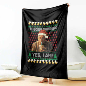 Funny Ed Gein Drinking Wine Throw Blanket Im Going Drinking Yes I Am Christmas Meme TS02 Print Your Wear