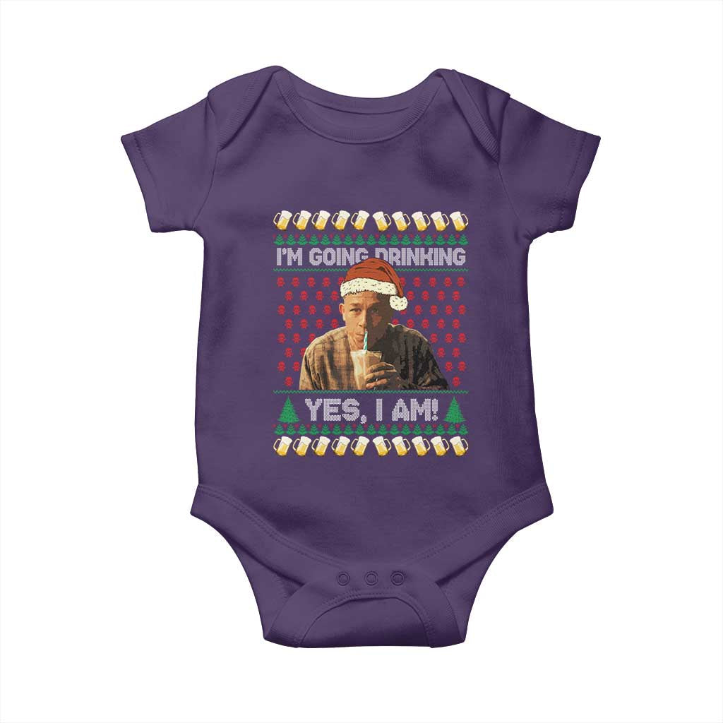Funny Ed Gein Drinking Wine Baby Onesie Im Going Drinking Yes I Am Christmas Meme TS02 Purple Print Your Wear