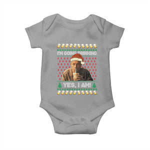 Funny Ed Gein Drinking Wine Baby Onesie Im Going Drinking Yes I Am Christmas Meme TS02 Sport Gray Print Your Wear