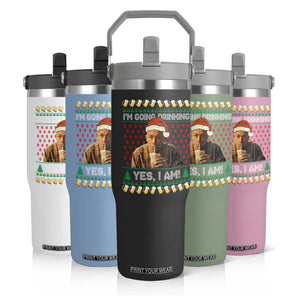 Funny Ed Gein Drinking Wine Flip Straw Tumbler Im Going Drinking Yes I Am Christmas Meme TS02 Print Your Wear