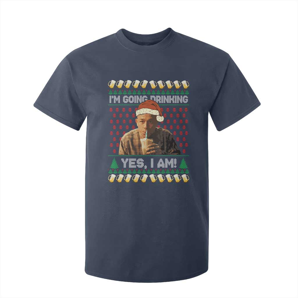 Funny Ed Gein Drinking Wine T Shirt For Kid Im Going Drinking Yes I Am Christmas Meme TS02 Navy Print Your Wear