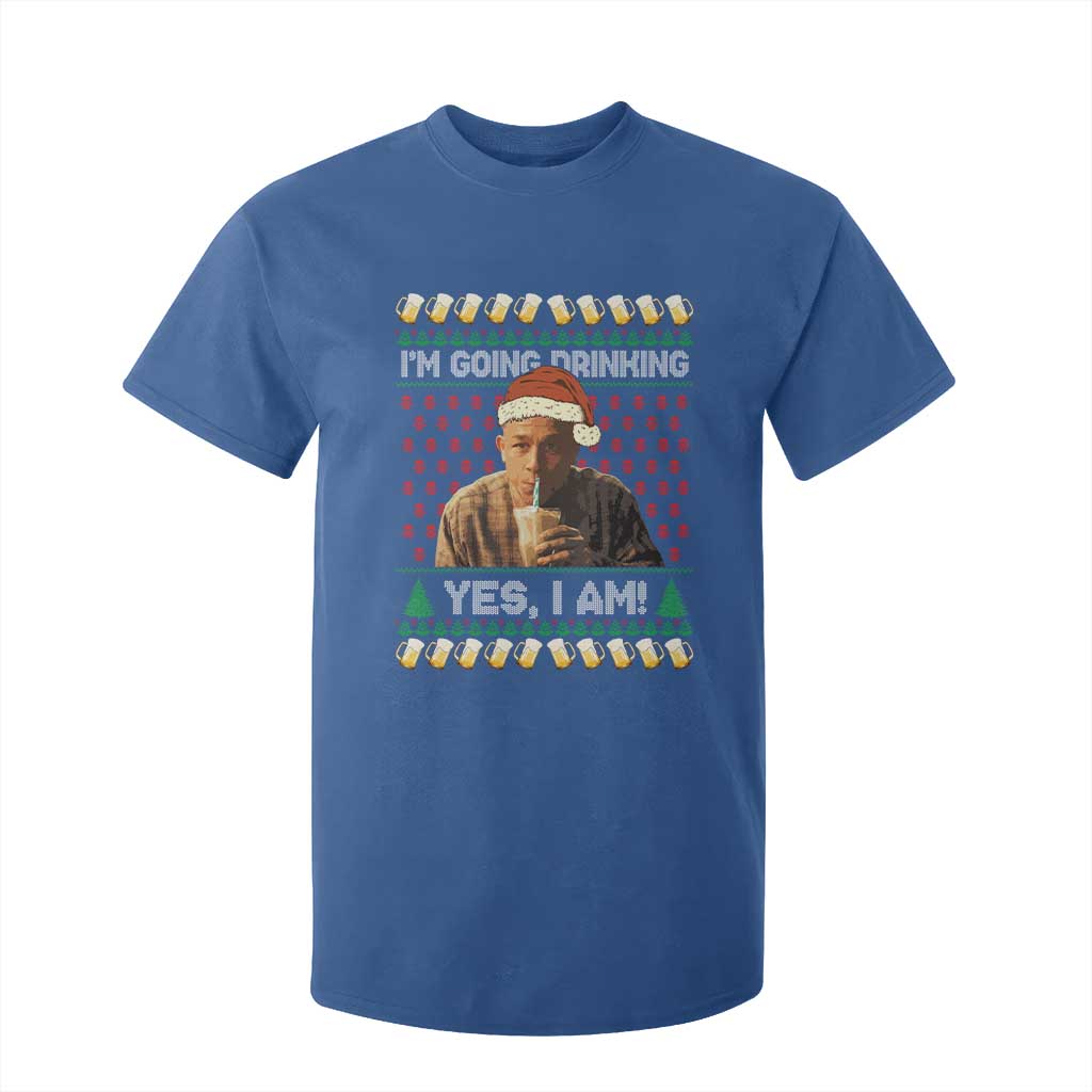 Funny Ed Gein Drinking Wine T Shirt For Kid Im Going Drinking Yes I Am Christmas Meme TS02 Royal Blue Print Your Wear