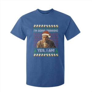 Funny Ed Gein Drinking Wine T Shirt For Kid Im Going Drinking Yes I Am Christmas Meme TS02 Royal Blue Print Your Wear