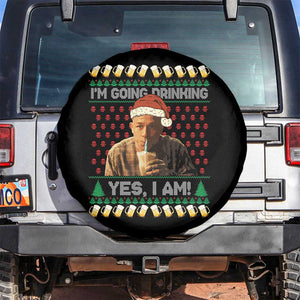 Funny Ed Gein Drinking Wine Spare Tire Cover Im Going Drinking Yes I Am Christmas Meme TS02 No hole Black Print Your Wear