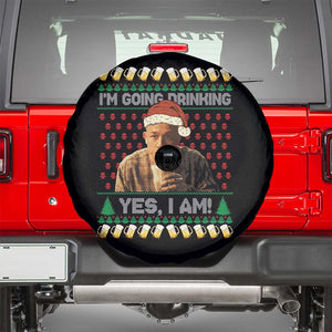 Funny Ed Gein Drinking Wine Spare Tire Cover Im Going Drinking Yes I Am Christmas Meme TS02 Black Print Your Wear