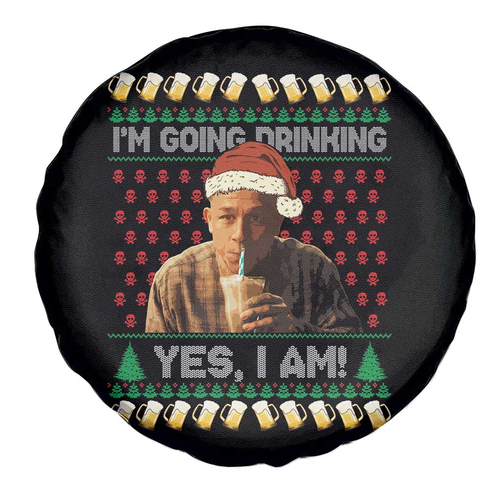 Funny Ed Gein Drinking Wine Spare Tire Cover Im Going Drinking Yes I Am Christmas Meme TS02 Print Your Wear