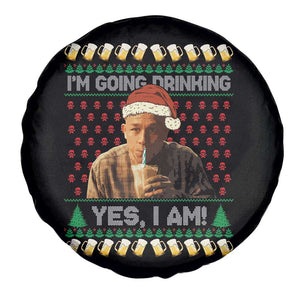 Funny Ed Gein Drinking Wine Spare Tire Cover Im Going Drinking Yes I Am Christmas Meme TS02 Print Your Wear