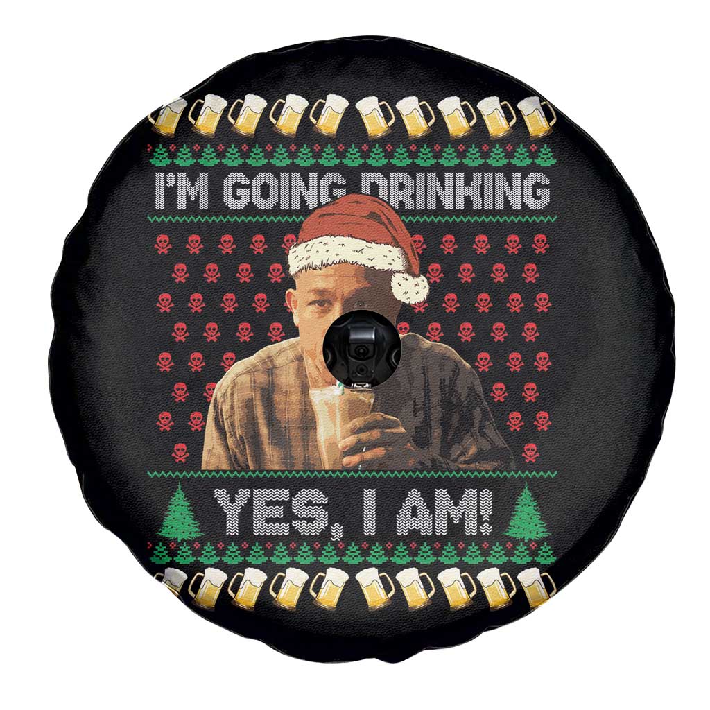 Funny Ed Gein Drinking Wine Spare Tire Cover Im Going Drinking Yes I Am Christmas Meme TS02 Print Your Wear