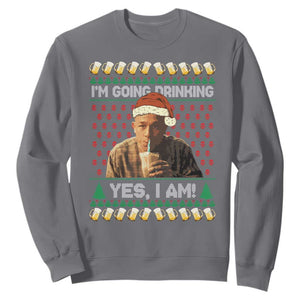 Funny Ed Gein Drinking Wine Sweatshirt Im Going Drinking Yes I Am Christmas Meme TS02 Charcoal Print Your Wear