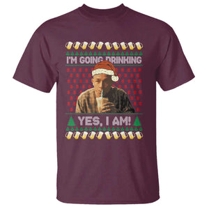 Funny Ed Gein Drinking Wine T Shirt Im Going Drinking Yes I Am Christmas Meme TS02 Maroon Print Your Wear