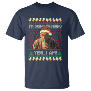 Funny Ed Gein Drinking Wine T Shirt Im Going Drinking Yes I Am Christmas Meme TS02 Navy Print Your Wear