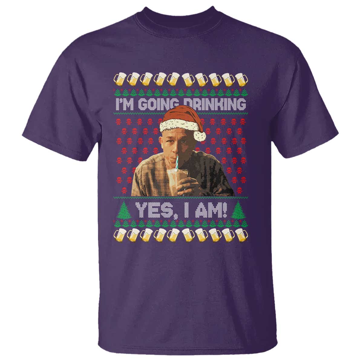 Funny Ed Gein Drinking Wine T Shirt Im Going Drinking Yes I Am Christmas Meme TS02 Purple Print Your Wear