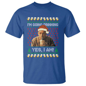 Funny Ed Gein Drinking Wine T Shirt Im Going Drinking Yes I Am Christmas Meme TS02 Royal Blue Print Your Wear