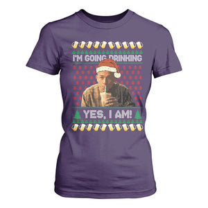 Funny Ed Gein Drinking Wine T Shirt For Women Im Going Drinking Yes I Am Christmas Meme TS02 Purple Print Your Wear