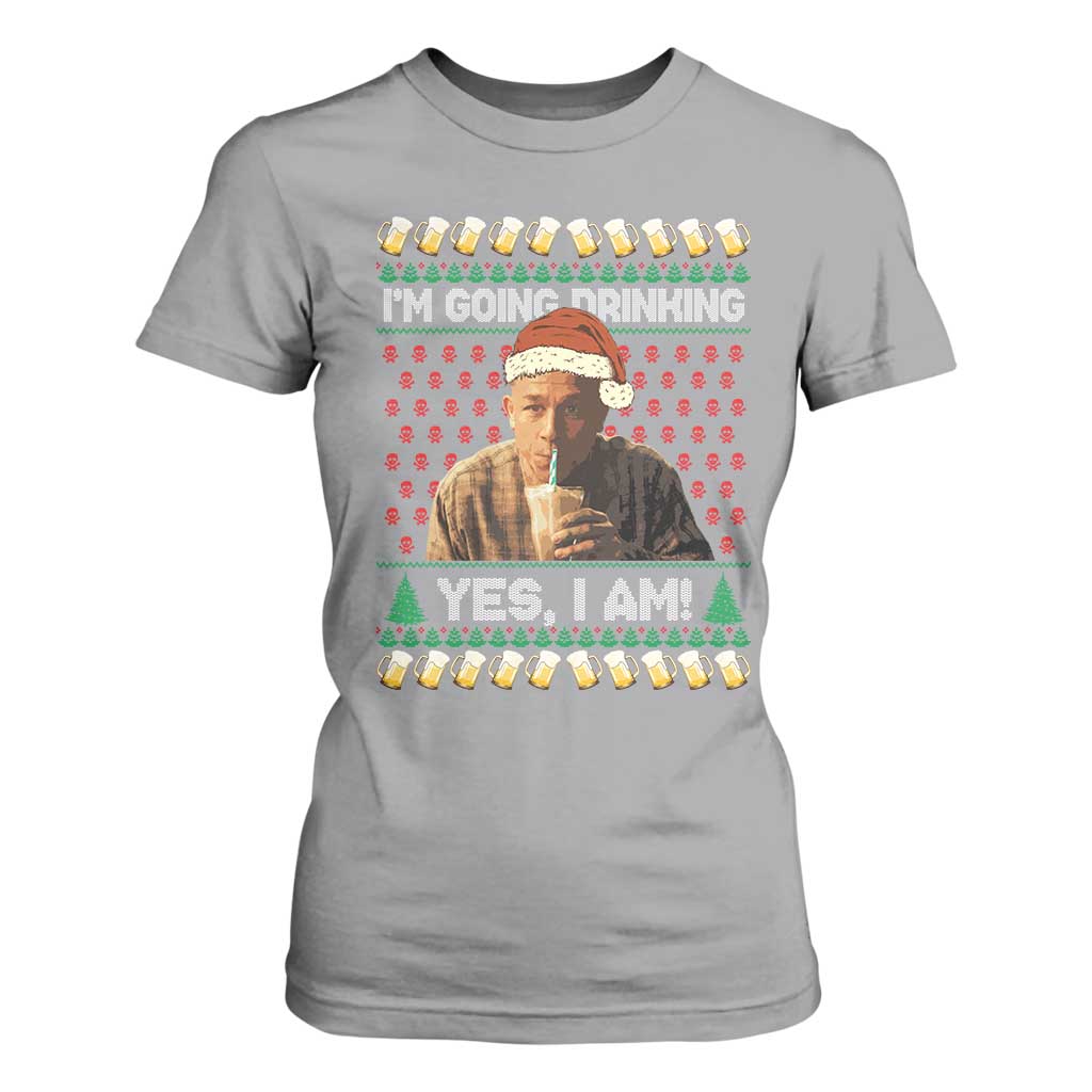 Funny Ed Gein Drinking Wine T Shirt For Women Im Going Drinking Yes I Am Christmas Meme TS02 Sport Gray Print Your Wear