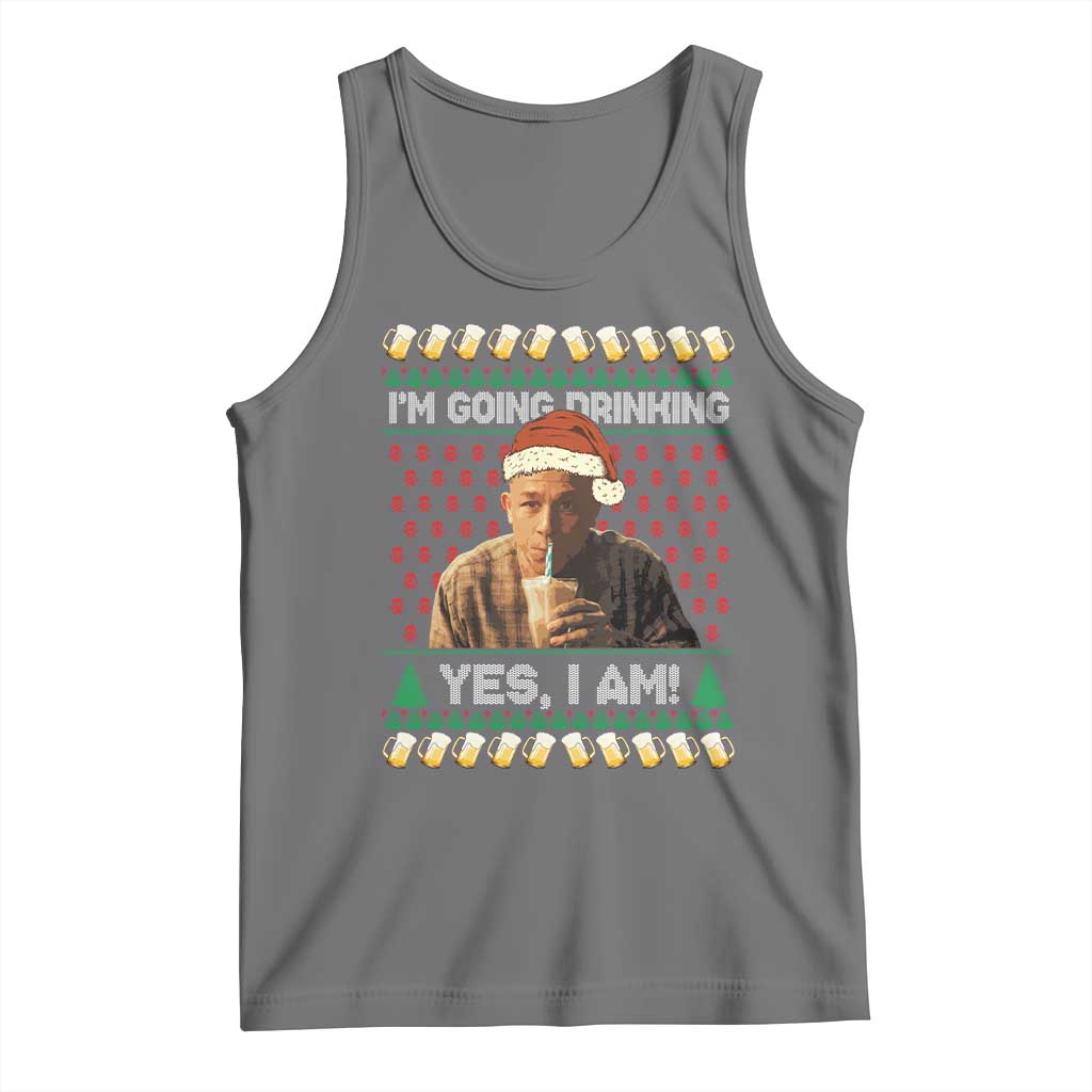 Funny Ed Gein Drinking Wine Tank Top Im Going Drinking Yes I Am Christmas Meme - Print Your Wear