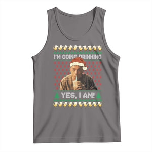 Funny Ed Gein Drinking Wine Tank Top Im Going Drinking Yes I Am Christmas Meme - Print Your Wear