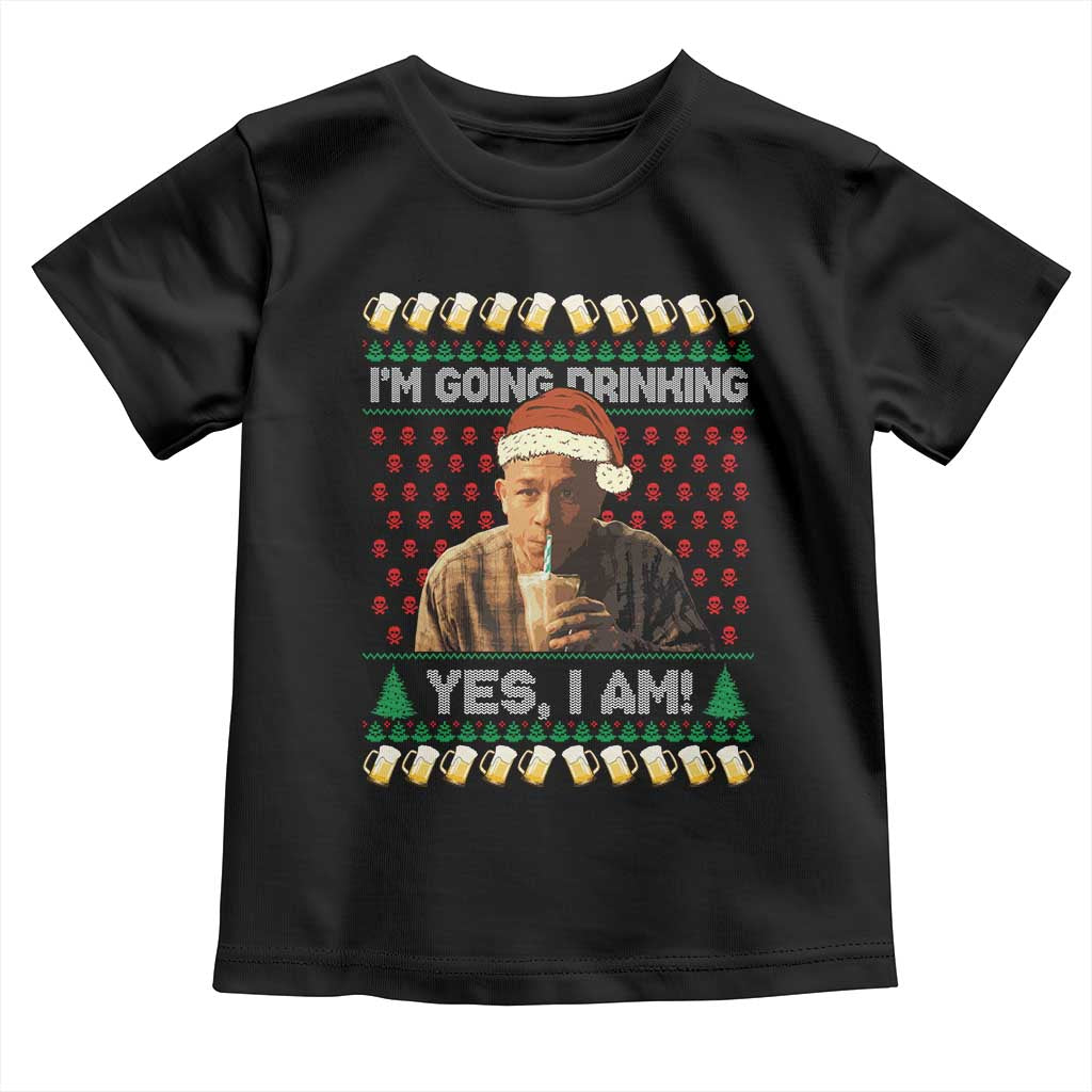 Funny Ed Gein Drinking Wine Toddler T Shirt Im Going Drinking Yes I Am Christmas Meme TS02 Black Print Your Wear