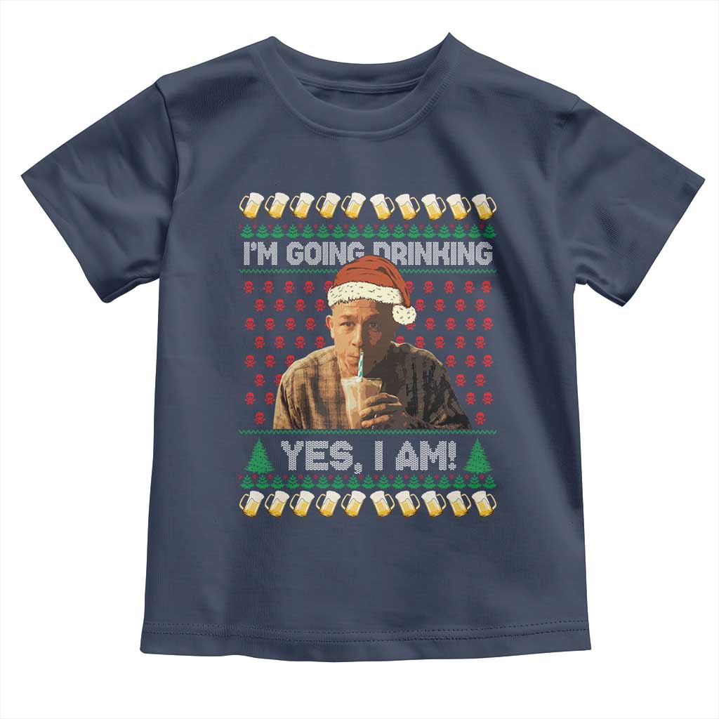 Funny Ed Gein Drinking Wine Toddler T Shirt Im Going Drinking Yes I Am Christmas Meme TS02 Navy Print Your Wear