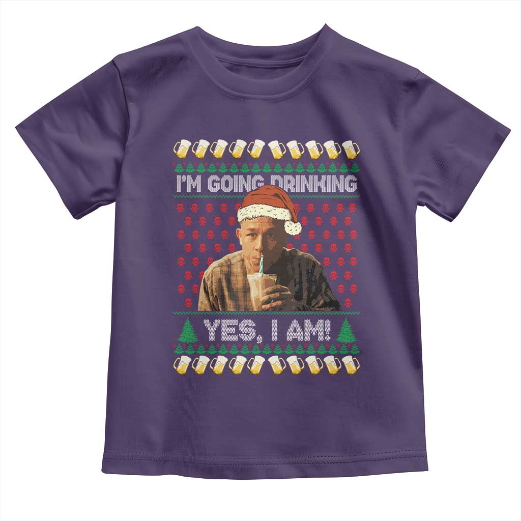 Funny Ed Gein Drinking Wine Toddler T Shirt Im Going Drinking Yes I Am Christmas Meme TS02 Purple Print Your Wear