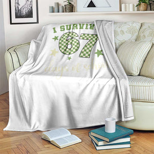 I Survived 67 Days of School Throw Blanket Funny Six Seven Meme Students Teacher Celebration TS02 Print Your Wear