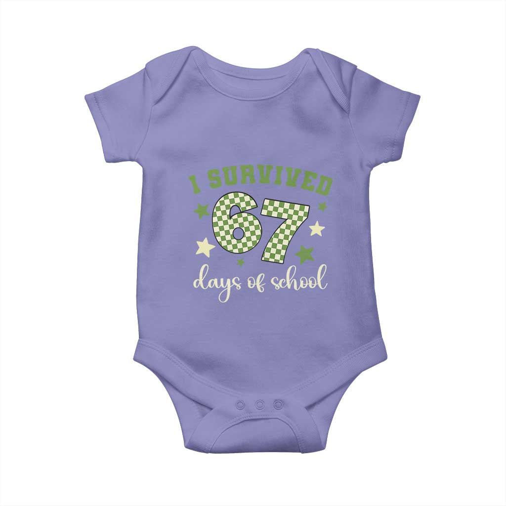 I Survived 67 Days of School Baby Onesie Funny Six Seven Meme Students Teacher Celebration TS02 Violet Print Your Wear