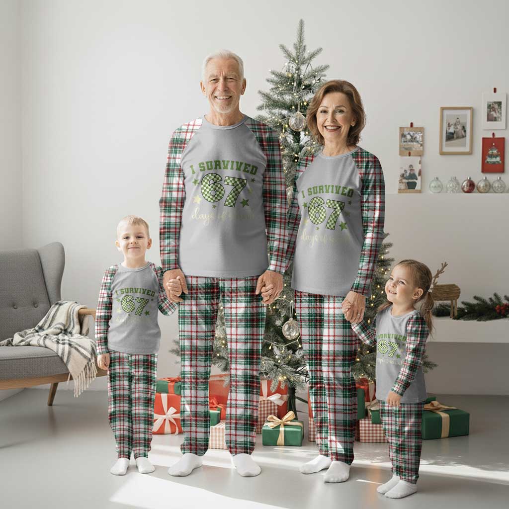 I Survived 67 Days of School Plaid Pajama Set Funny Six Seven Meme Students Teacher Celebration TS02 Christmas Plaid Print Your Wear