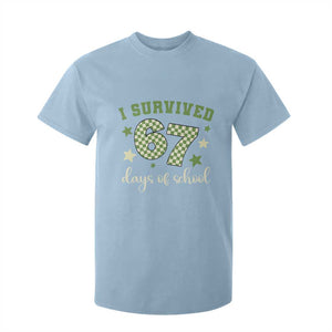 I Survived 67 Days of School T Shirt For Kid Funny Six Seven Meme Students Teacher Celebration TS02 Light Blue Print Your Wear