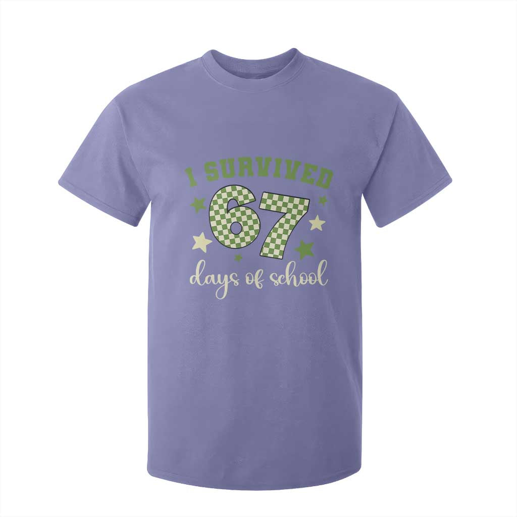 I Survived 67 Days of School T Shirt For Kid Funny Six Seven Meme Students Teacher Celebration TS02 Violet Print Your Wear