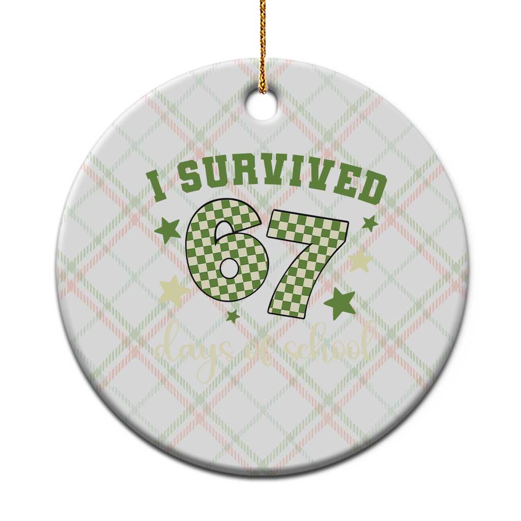 I Survived 67 Days of School Ceramic Ornament Funny Six Seven Meme Students Teacher Celebration TS02 1pc Christmas Plaid Print Your Wear