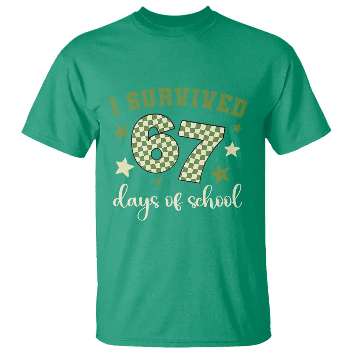 I Survived 67 Days of School T Shirt Funny Six Seven Meme Students Teacher Celebration TS02 Irish Green Print Your Wear