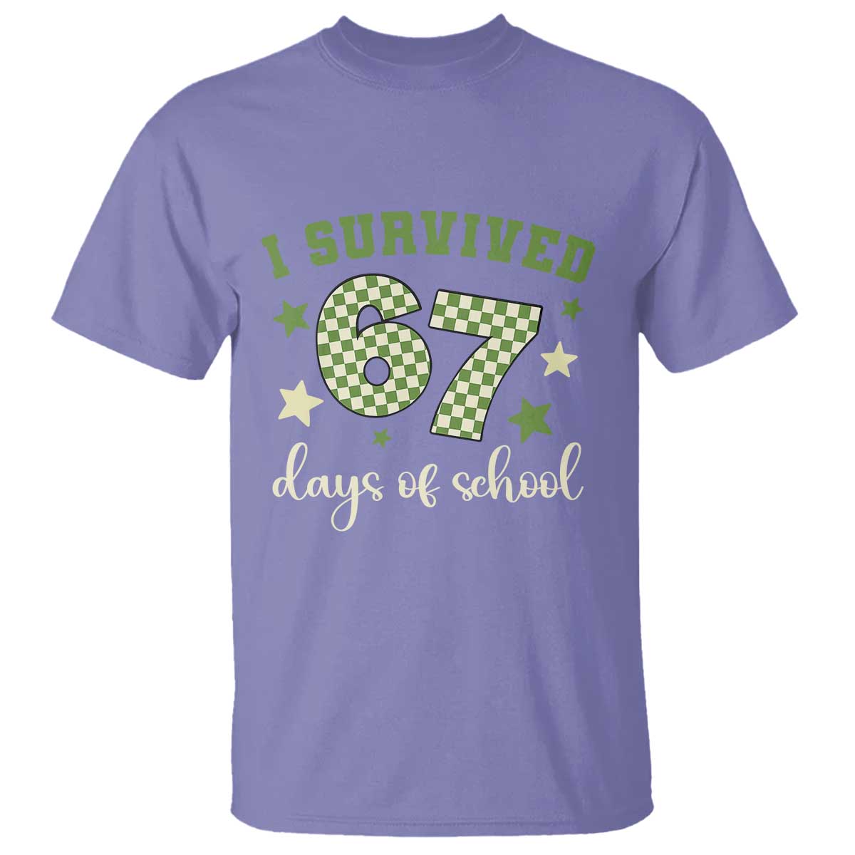 I Survived 67 Days of School T Shirt Funny Six Seven Meme Students Teacher Celebration TS02 Violet Print Your Wear